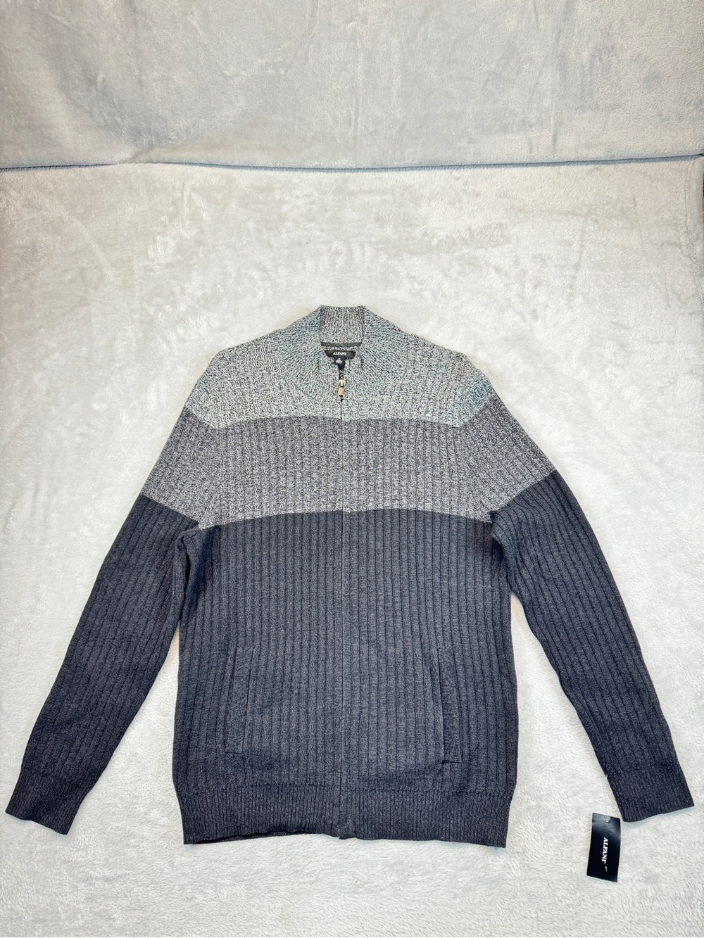 Alfani Men's Two-Tone Gray Zip Up Cardigan Size M Fast Ship New